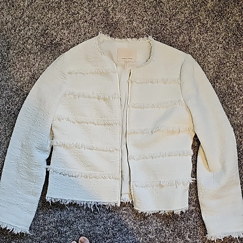 STUNNING REBECCA TAYLOR textured tweed frill jacket - Picture 2 of 14